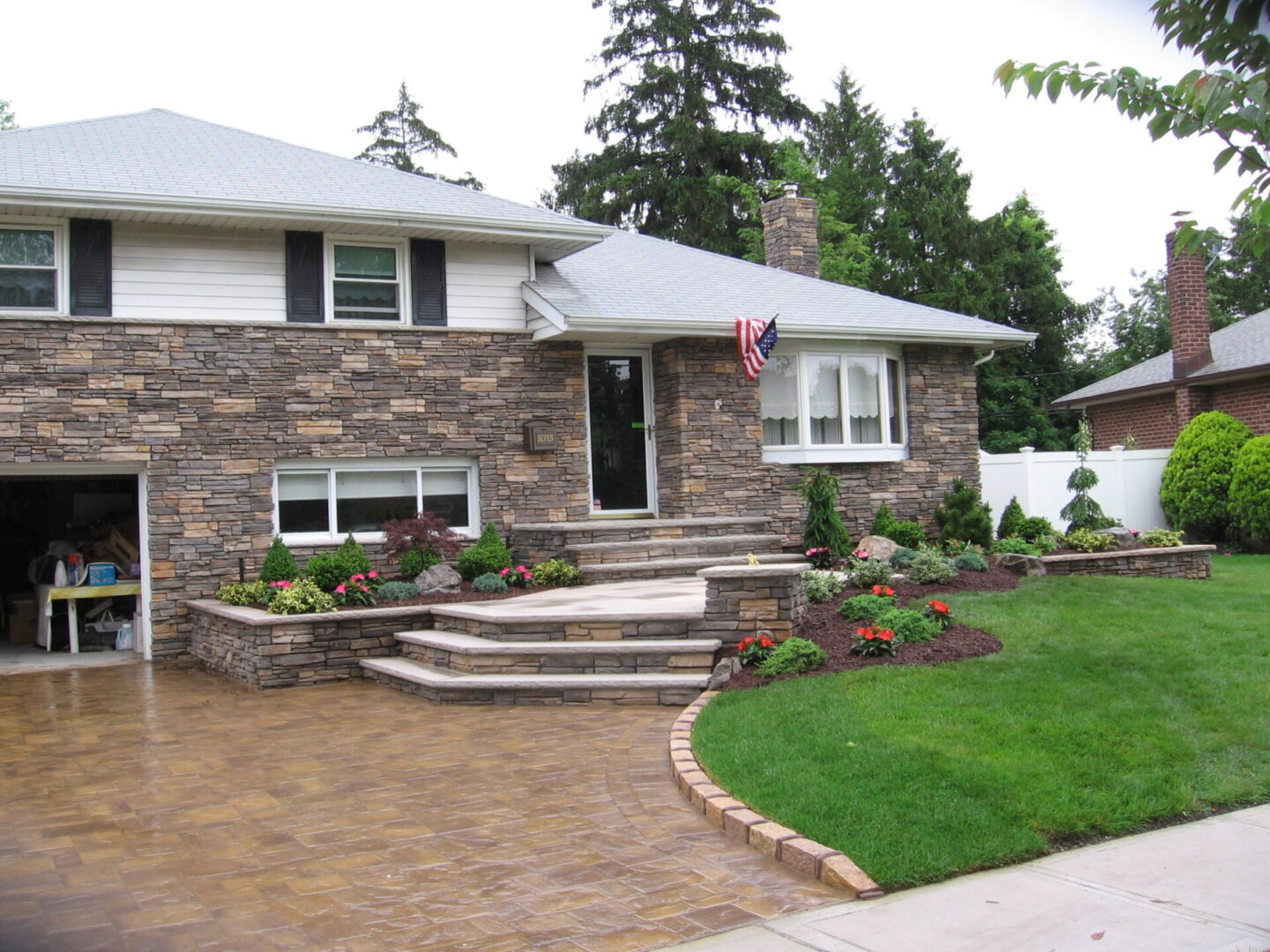 A front side of a house with beautiful stars and flooring outside